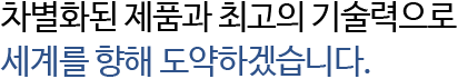 차별화된 제품과 최고의 기술력으로 세계를 향해 도약하겠습니다.